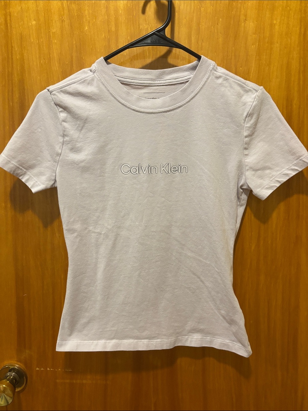 Calvin Klein Women's Light Lilic Short-Sleeve Logo Tee